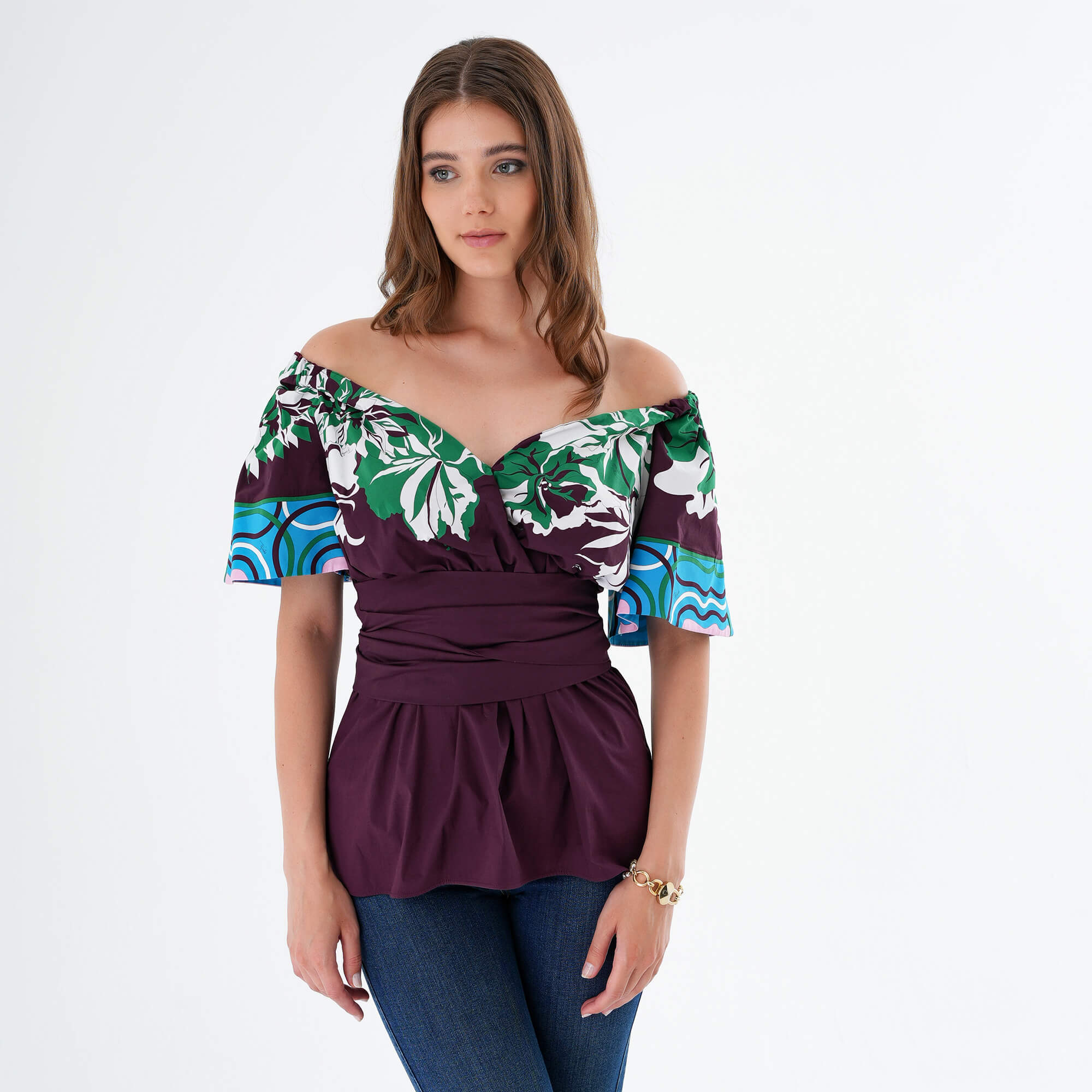 Emilio Pucci - Damson & Green Cotton Blouse  IT42